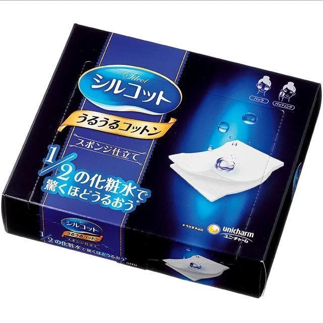 Unicharm Silcot Uruuru Sponge Touch Moisturizing Facial Cotton (Pack of 3)