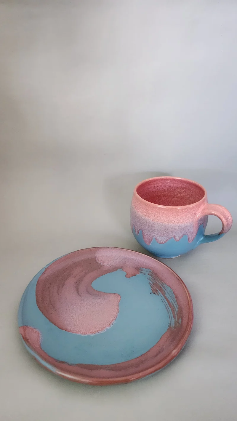 Set Teller rund plus Tasse 0,3l "Colormatch"