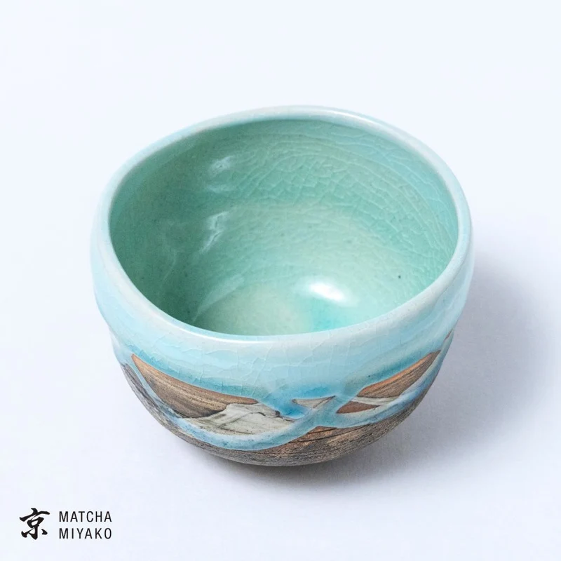 Matcha bowl (Chawan) Blue flow glaze style