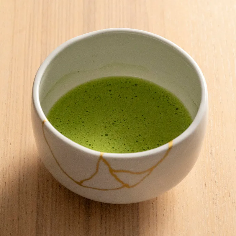 Japanese Matcha Tea Set - Tenmoku kintsugi (white)