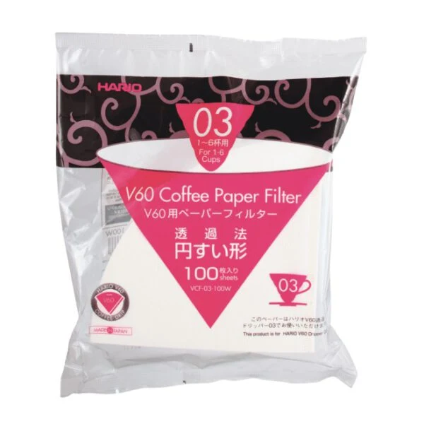 Hario V60 Papierfilter Größe 03 (weiß) – 100 Stück, Premium Kaffeefilter