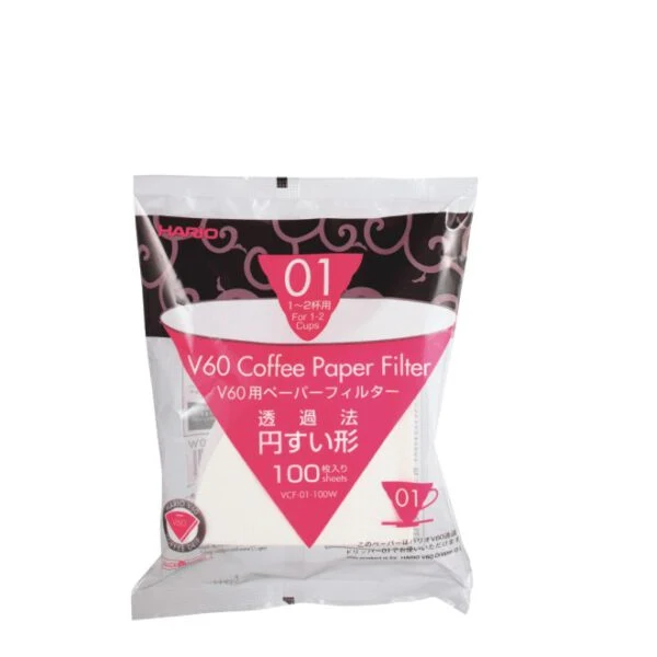Hario V60 Papierfilter Größe 01 (weiß) – 100 Stück, Premium Filterpapier