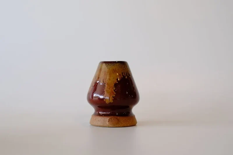 Deep Flambe Red Handcrafted Ceramic Matcha Tea Whisk Stand