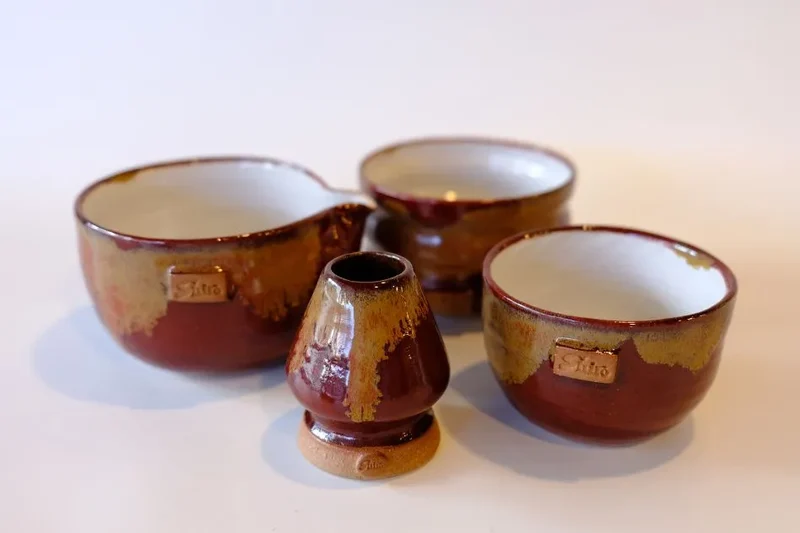Deep Flambe Red Handcrafted Ceramic Matcha Bowl