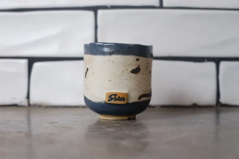 Two-Tone Indigo Handcrafted Ceramic Latte Cup
