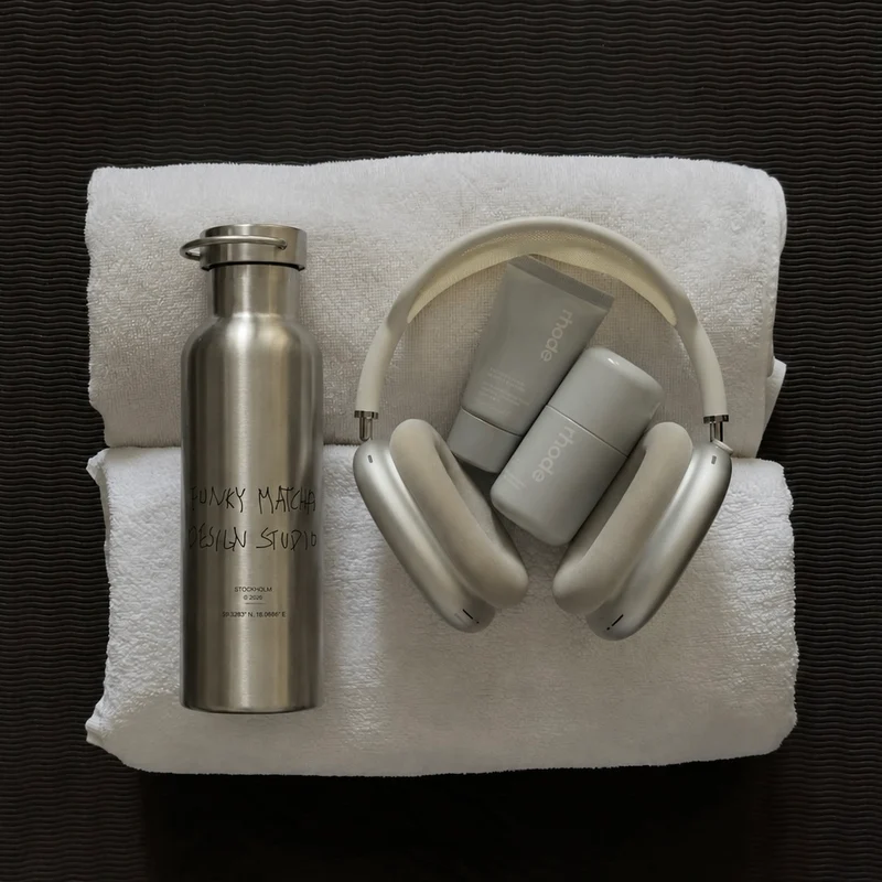 Funky Matcha Stockholm Design Studio Water Bottle — Brushed Steel (Limited Edition)