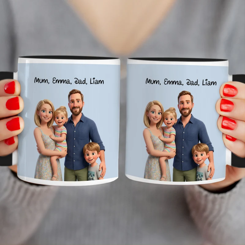 Personalized Mug in Cute 3D Movie Style with Your Family