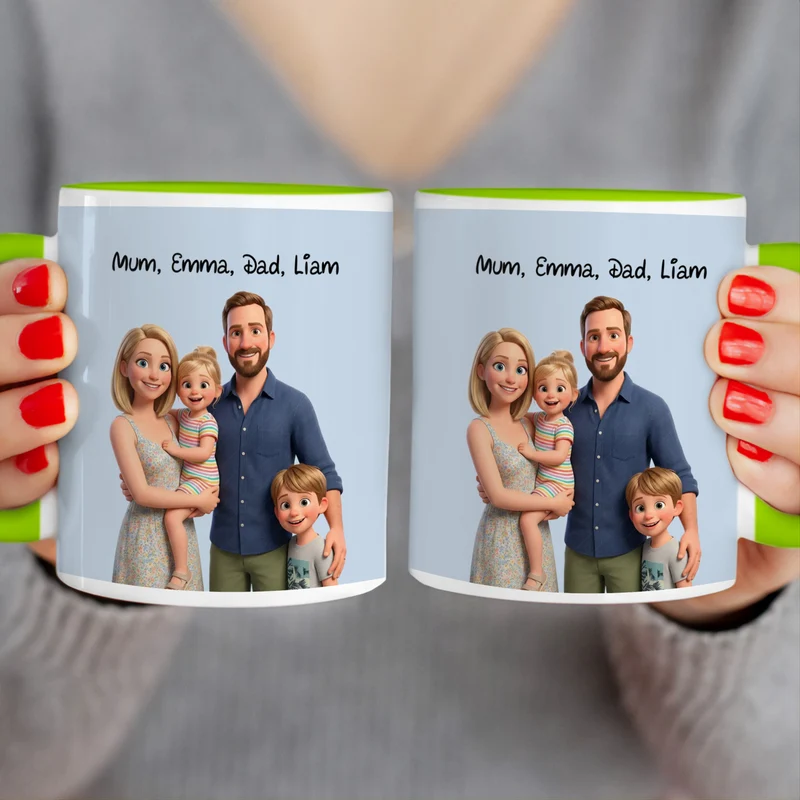 Personalized Mug in Cute 3D Movie Style with Your Family