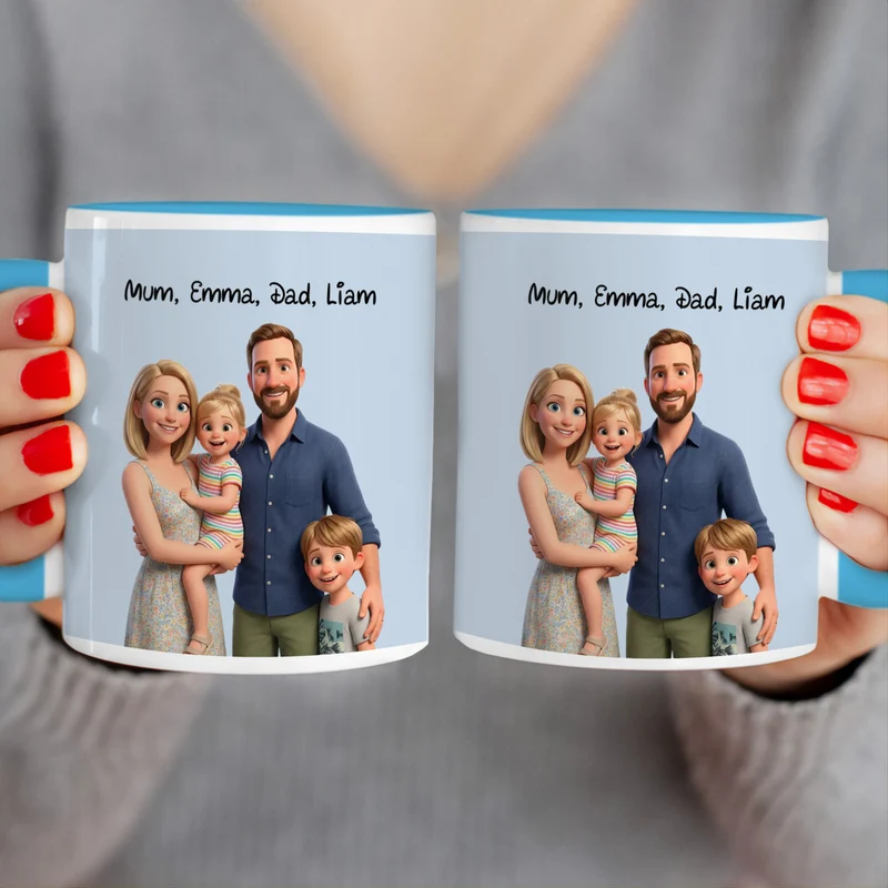 Personalized Mug in Cute 3D Movie Style with Your Family