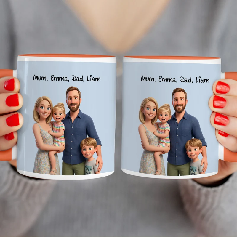 Personalized Mug in Cute 3D Movie Style with Your Family