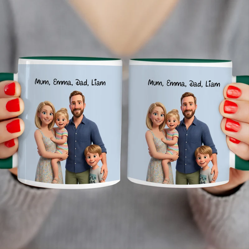 Personalized Mug in Cute 3D Movie Style with Your Family