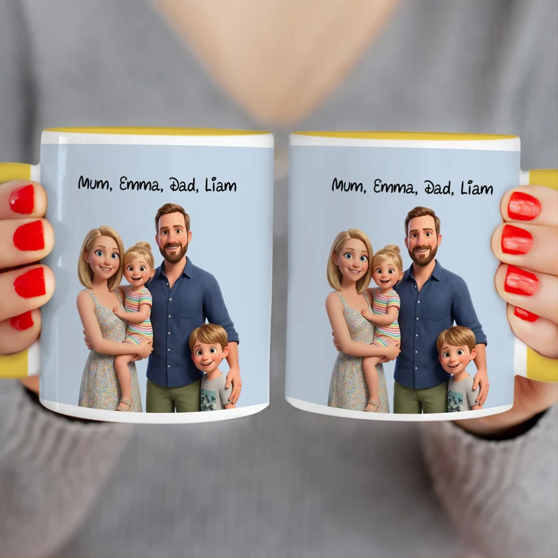 Personalized Mug in Cute 3D Movie Style with Your Family