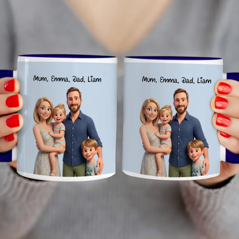 Personalized Mug in Cute 3D Movie Style with Your Family