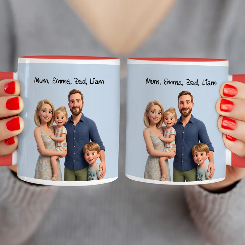 Personalized Mug in Cute 3D Movie Style with Your Family