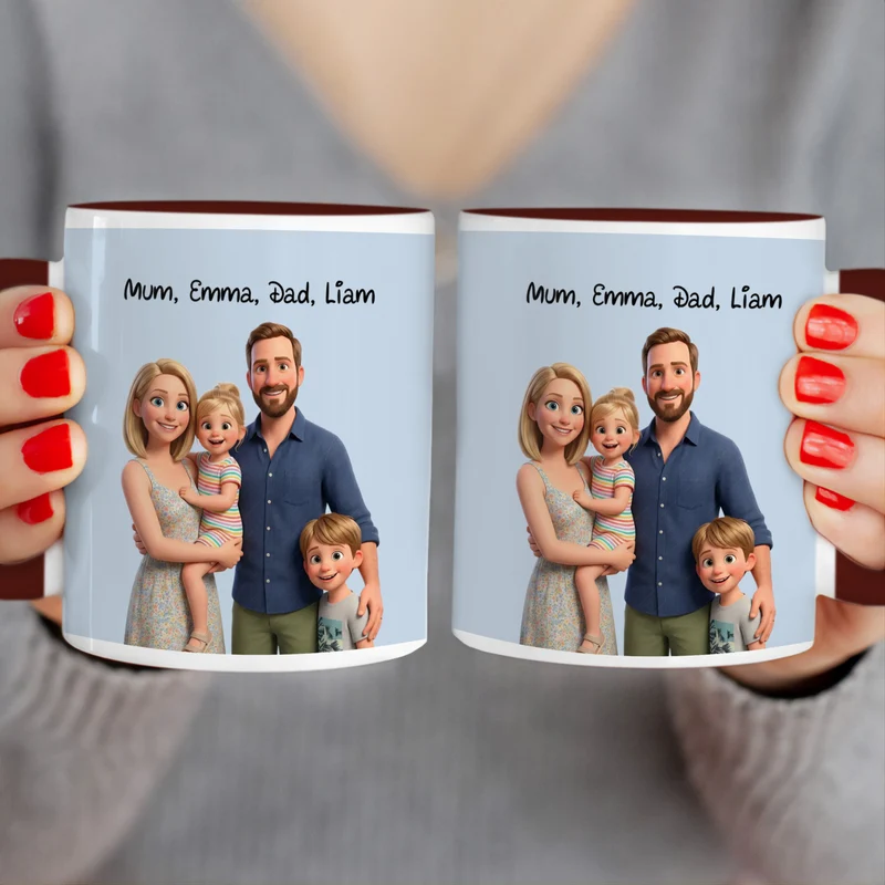 Personalized Mug in Cute 3D Movie Style with Your Family