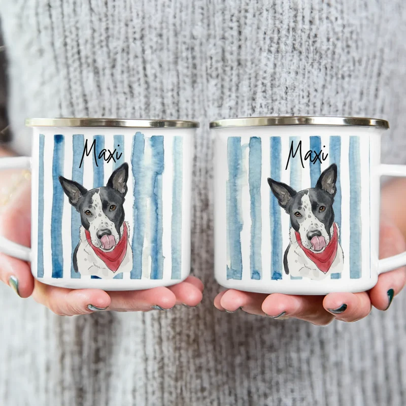 Personalisierte Tasse - Mit eigenem Hundebild im süßen Aquarell-Stil mit Namen