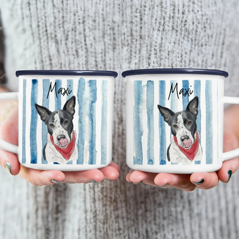 Personalisierte Tasse - Mit eigenem Hundebild im süßen Aquarell-Stil mit Namen