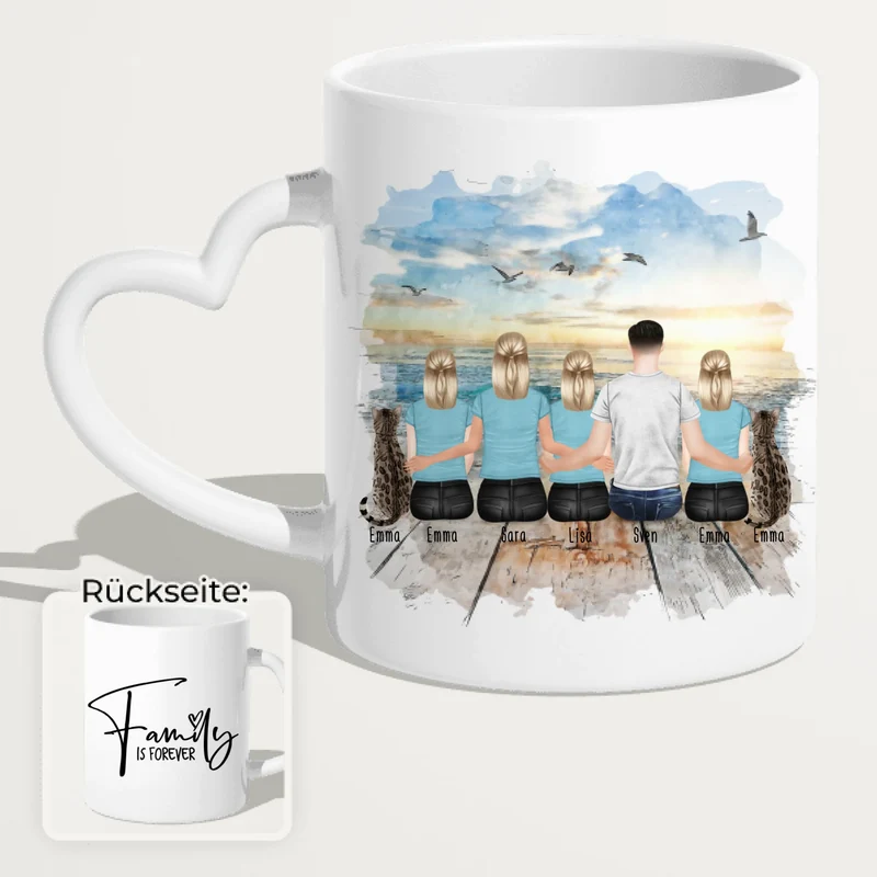 Personalisierte Tasse - "Dieser tolle Papa gehört zu" mit 1-6 Kinderhänden/Namen im 3D-Look