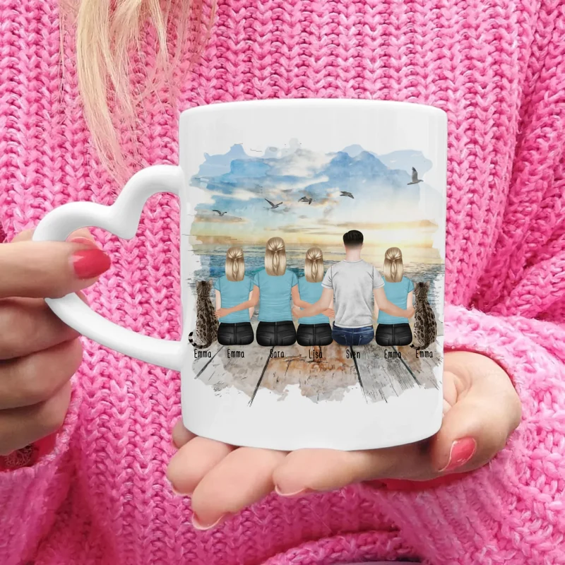 Personalisierte Tasse - "Dieser tolle Papa gehört zu" mit 1-6 Kinderhänden/Namen im 3D-Look