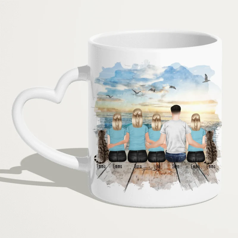 Personalisierte Tasse - "Dieser tolle Papa gehört zu" mit 1-6 Kinderhänden/Namen im 3D-Look