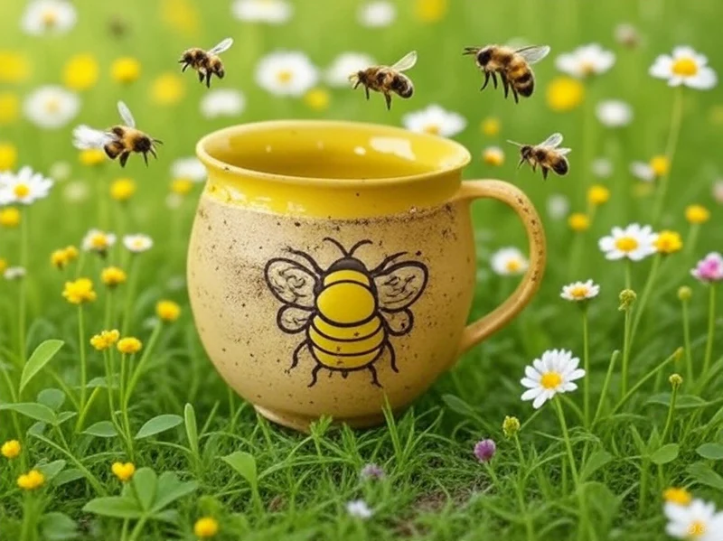 Keramik Tasse Bienenmotiv Handmade