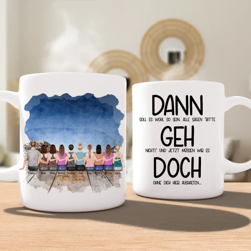 Personalisierte Tasse Kollegen (9 Frauen + 1 Mann) - Abschiedsgeschenk