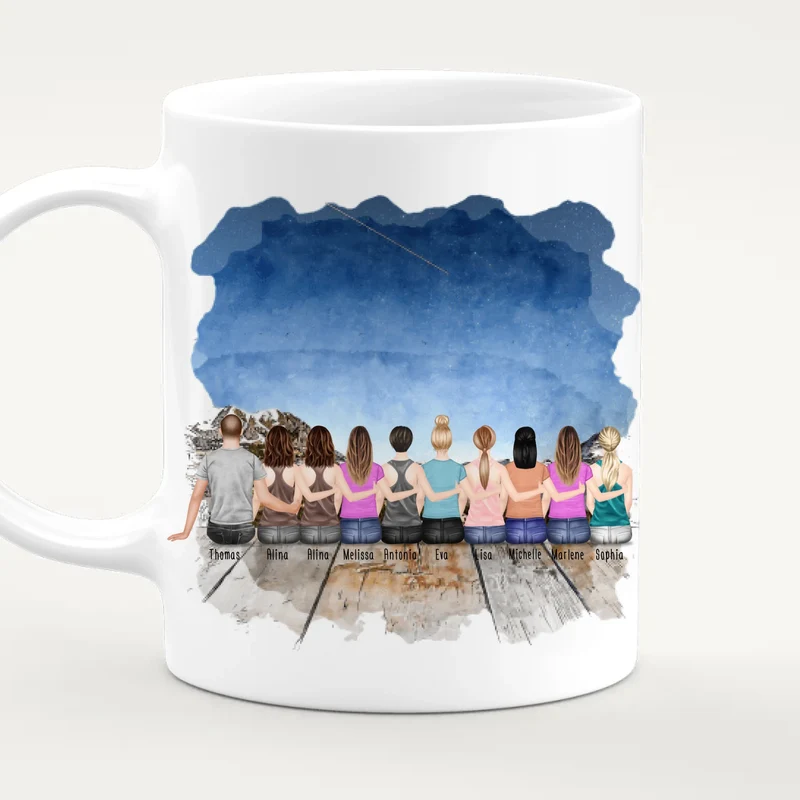 Personalisierte Tasse Kollegen (9 Frauen + 1 Mann) - Abschiedsgeschenk