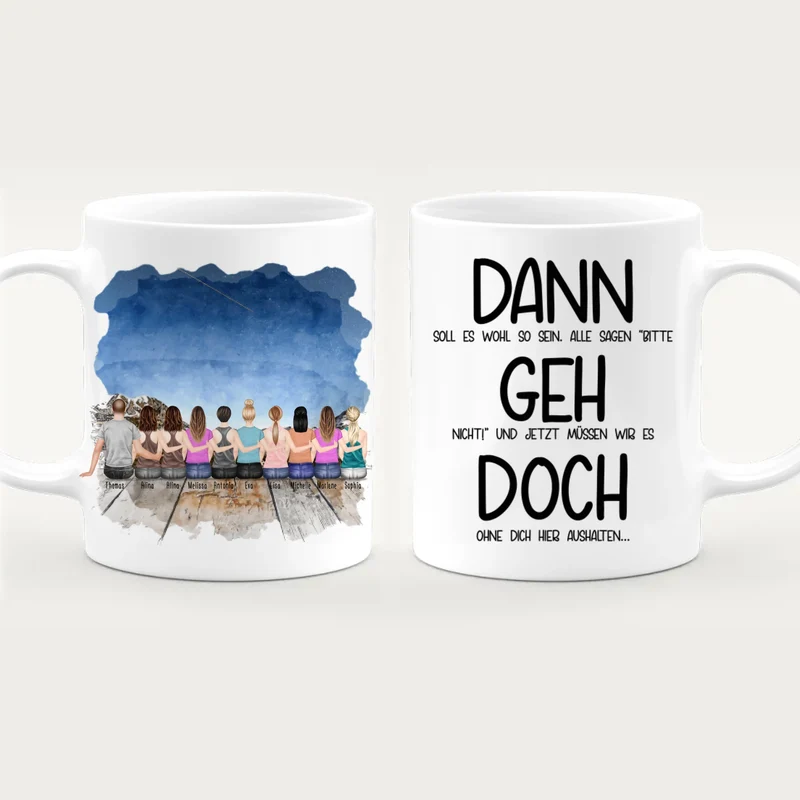 Personalisierte Tasse Kollegen (9 Frauen + 1 Mann) - Abschiedsgeschenk