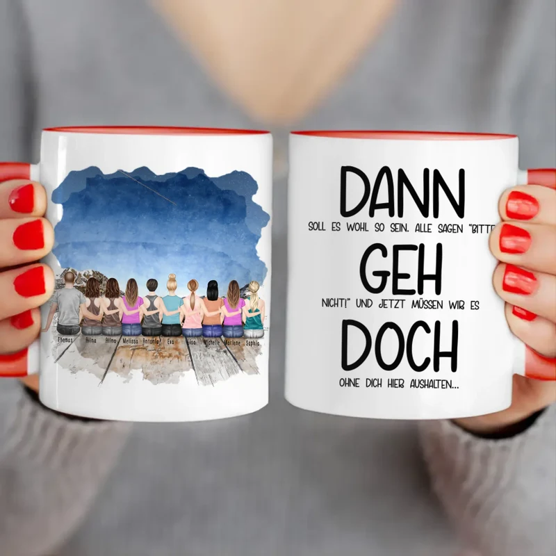 Personalisierte Tasse Kollegen (9 Frauen + 1 Mann) - Abschiedsgeschenk