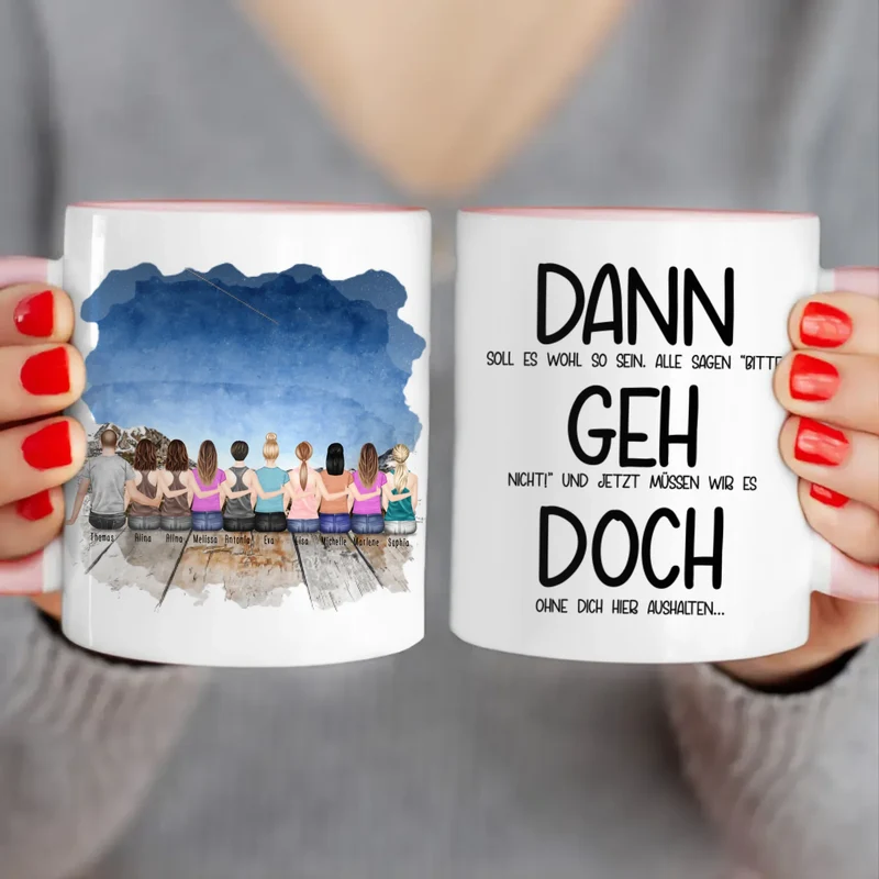 Personalisierte Tasse Kollegen (9 Frauen + 1 Mann) - Abschiedsgeschenk