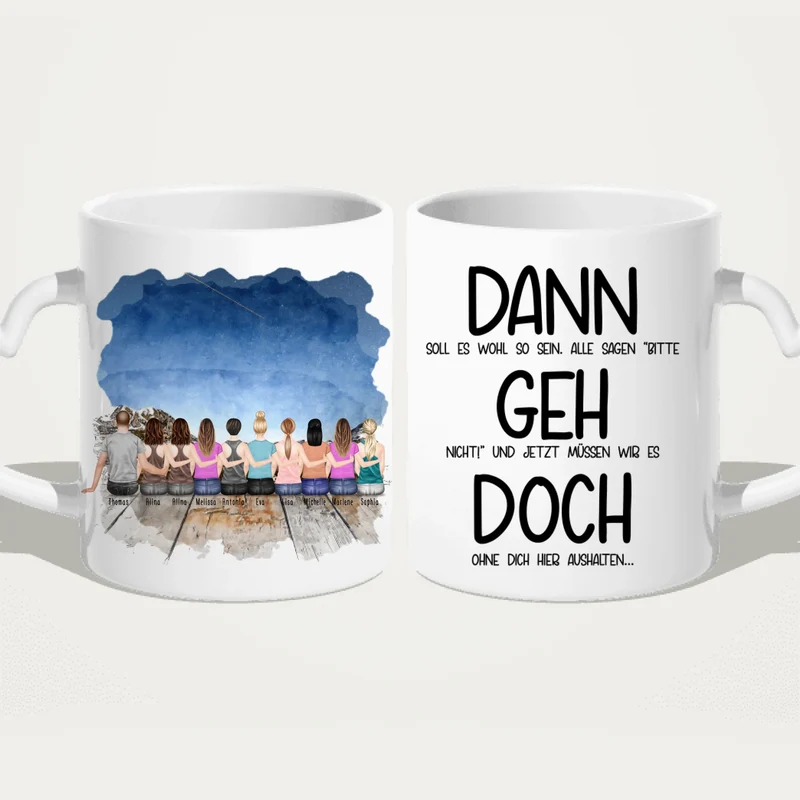 Personalisierte Tasse Kollegen (9 Frauen + 1 Mann) - Abschiedsgeschenk