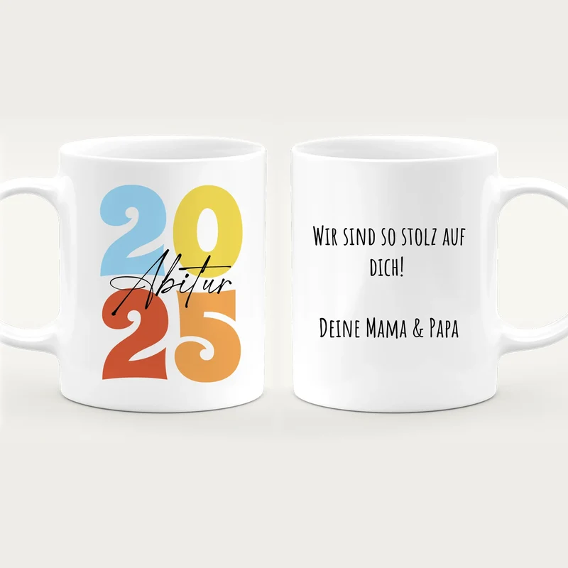 Personalisierte Tasse - Retro Abitur 2025 Tasse mit persönlicher Nachricht