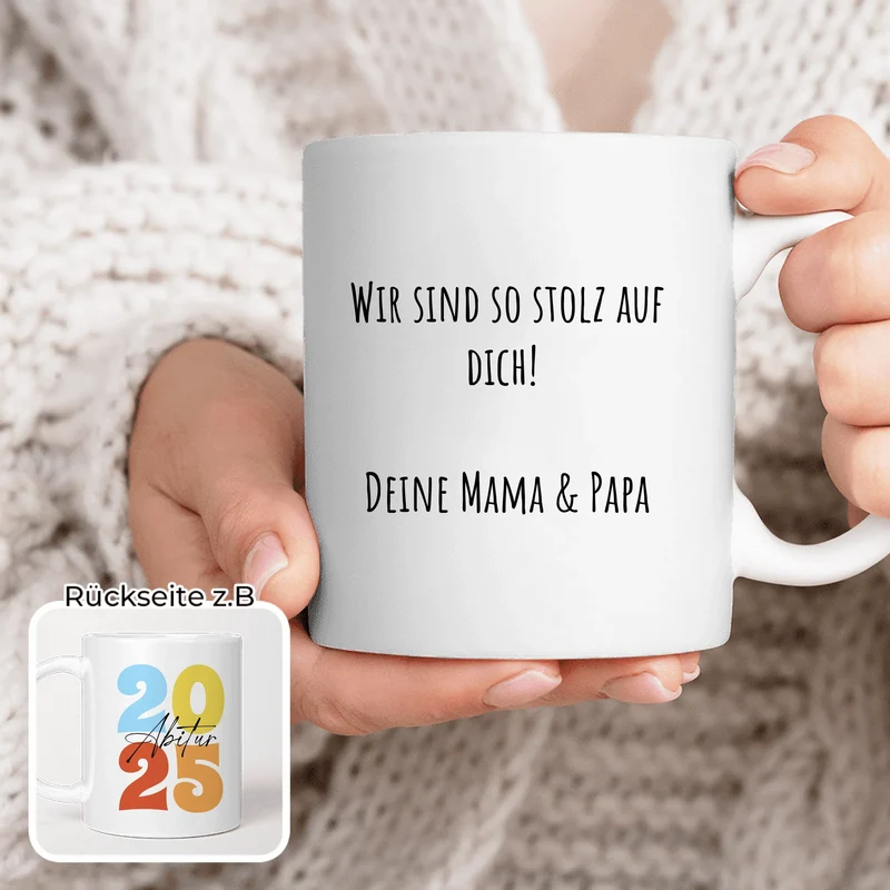 Personalisierte Tasse - Retro Abitur 2025 Tasse mit persönlicher Nachricht