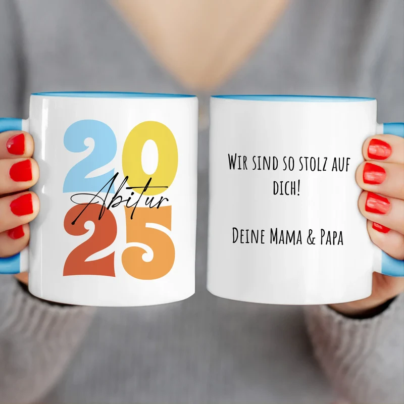 Personalisierte Tasse - Retro Abitur 2025 Tasse mit persönlicher Nachricht