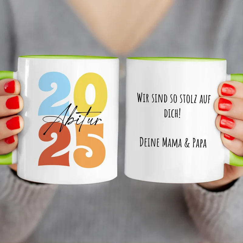 Personalisierte Tasse - Retro Abitur 2025 Tasse mit persönlicher Nachricht