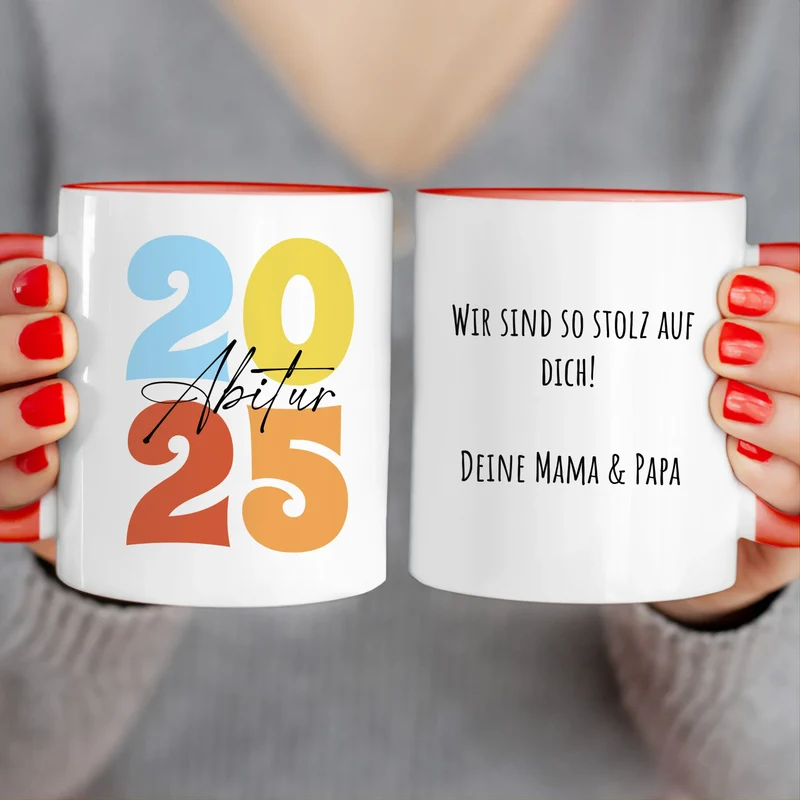Personalisierte Tasse - Retro Abitur 2025 Tasse mit persönlicher Nachricht