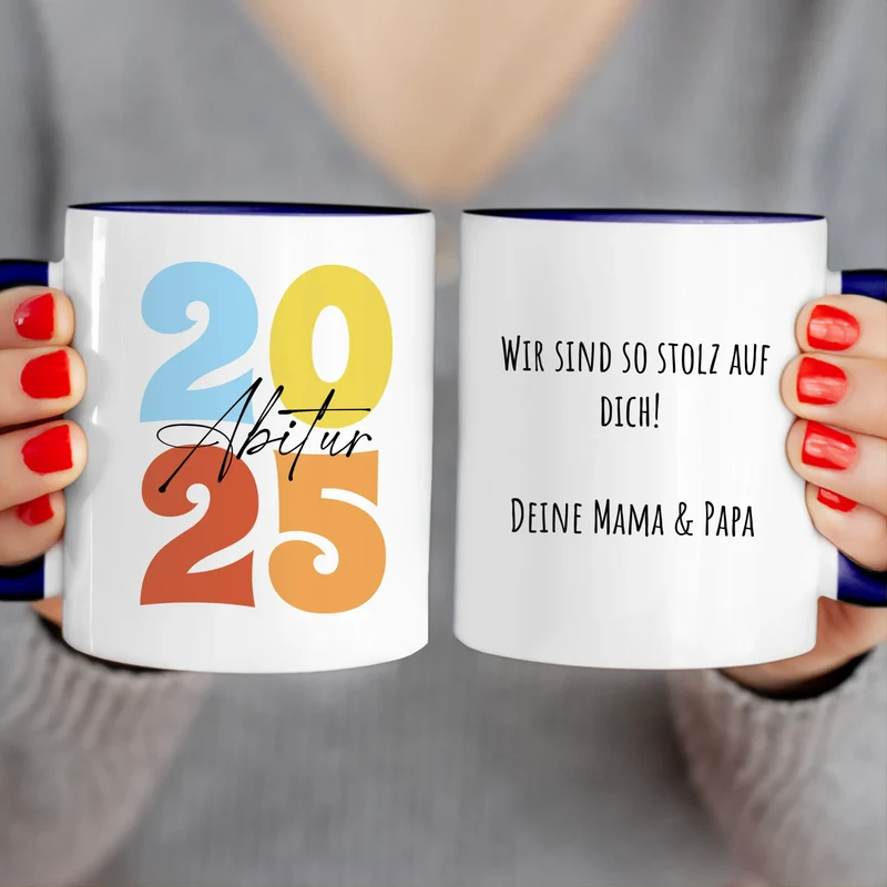 Personalisierte Tasse - Retro Abitur 2025 Tasse mit persönlicher Nachricht