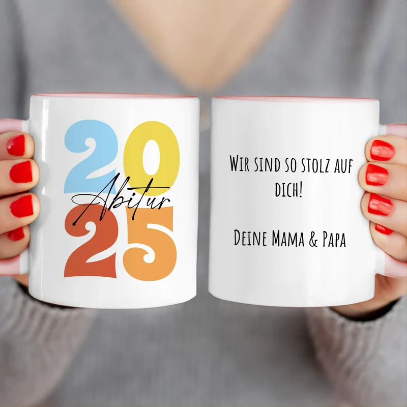 Personalisierte Tasse - Retro Abitur 2025 Tasse mit persönlicher Nachricht
