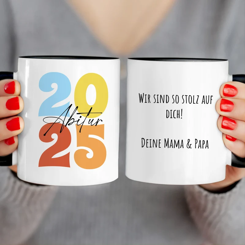 Personalisierte Tasse - Retro Abitur 2025 Tasse mit persönlicher Nachricht
