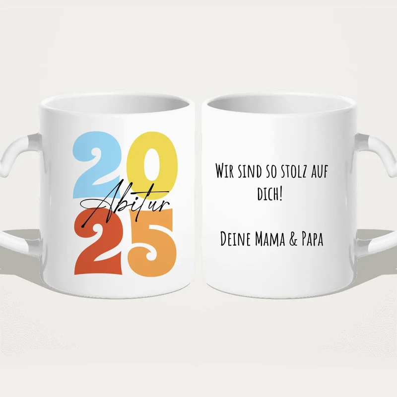 Personalisierte Tasse - Retro Abitur 2025 Tasse mit persönlicher Nachricht