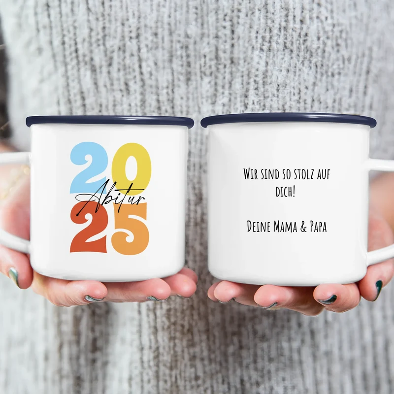 Personalisierte Tasse - Retro Abitur 2025 Tasse mit persönlicher Nachricht