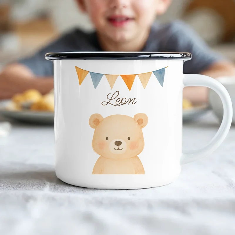 Personalisierte Kindertasse - 1 Tier und Kindername