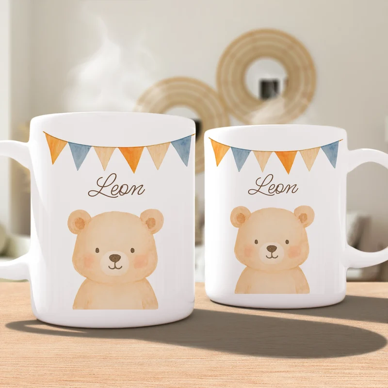 Personalisierte Kindertasse - 1 Tier und Kindername