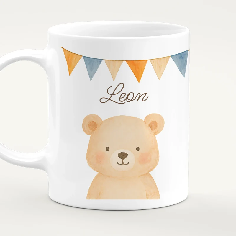 Personalisierte Kindertasse - 1 Tier und Kindername