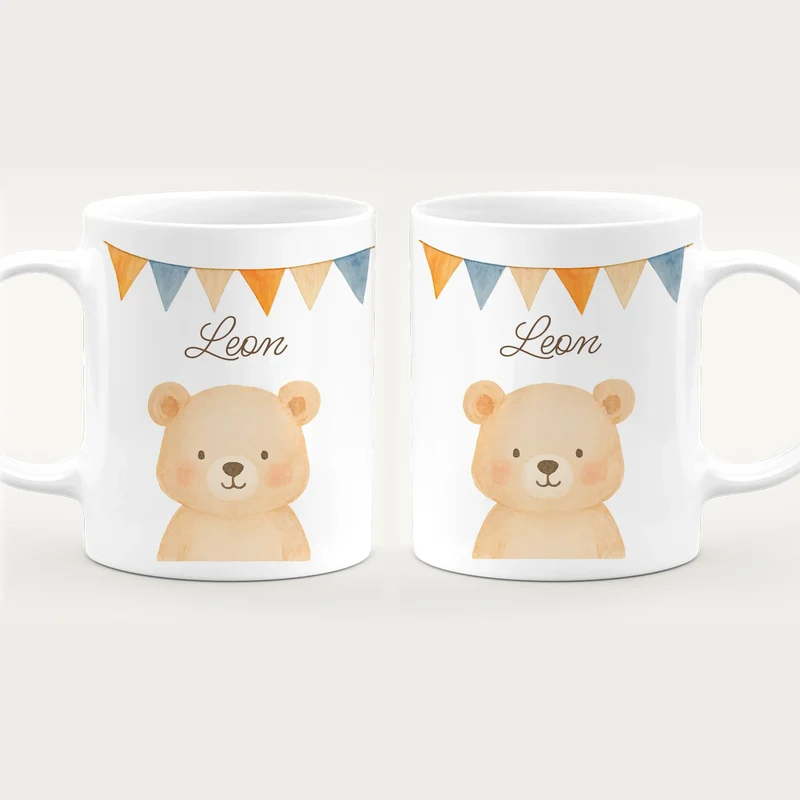 Personalisierte Kindertasse - 1 Tier und Kindername