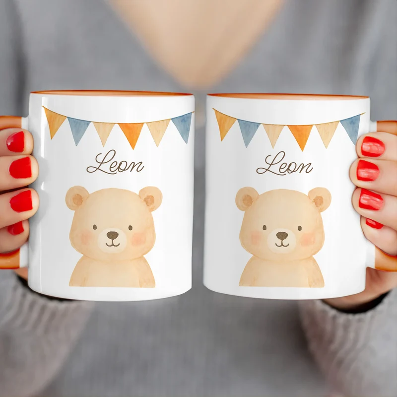 Personalisierte Kindertasse - 1 Tier und Kindername