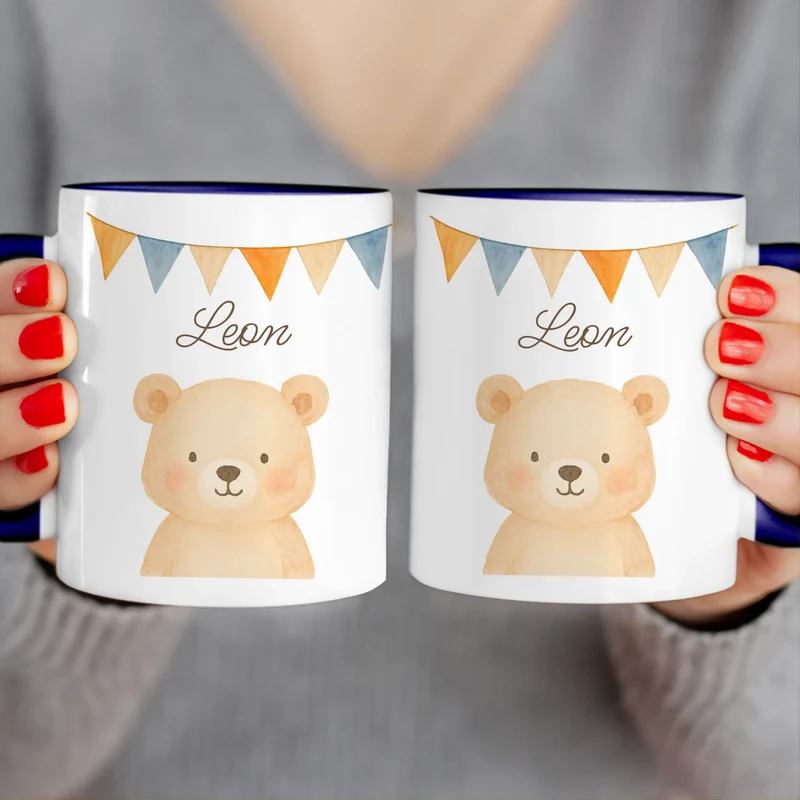 Personalisierte Kindertasse - 1 Tier und Kindername