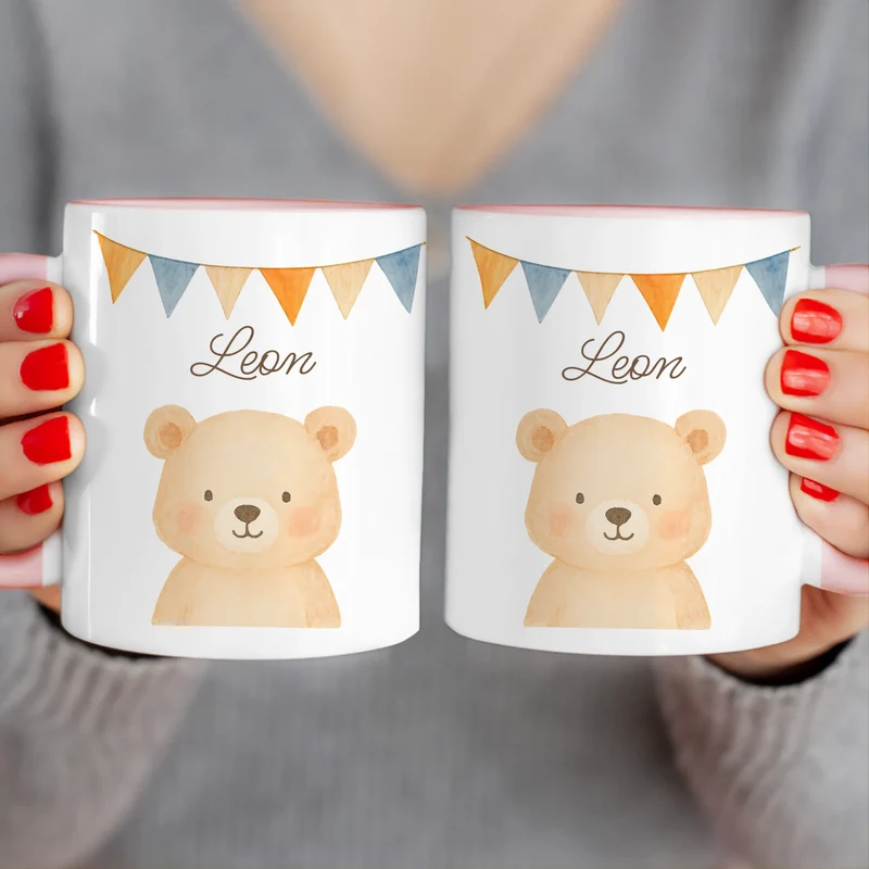 Personalisierte Kindertasse - 1 Tier und Kindername