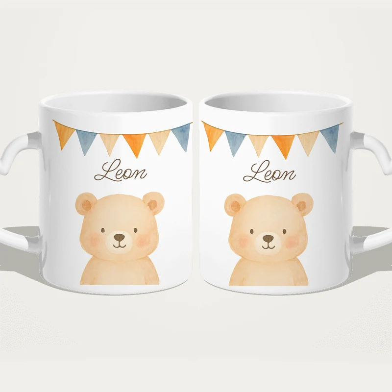 Personalisierte Kindertasse - 1 Tier und Kindername