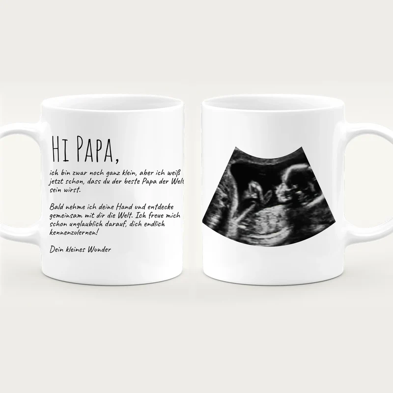 Personalisierte Tasse - Hi Papa, ich freu mich dich zu sehen... mit Ultraschallbild